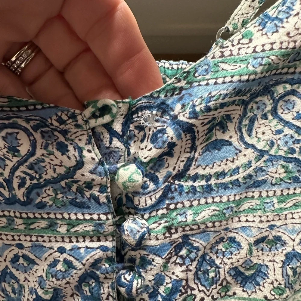 Anokhi Blue and Green Paisley Dress - Picture 2 of 4
